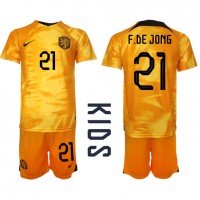 Netherlands Frenkie de Jong #21 Replica Home Minikit World Cup 2022 Short Sleeve (+ pants)